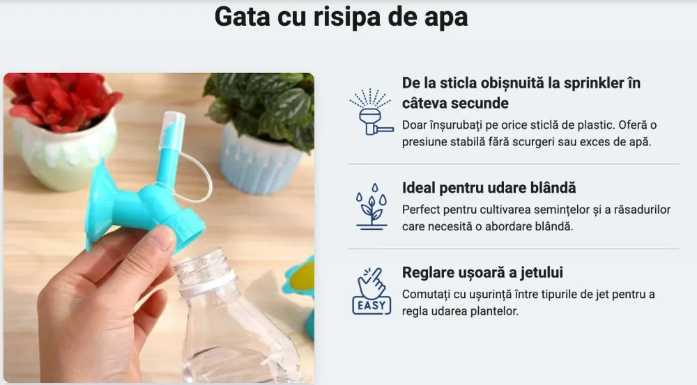 Set 3x cap stropitoare, aspersor pentru sticle, peturi, pentru udat plante