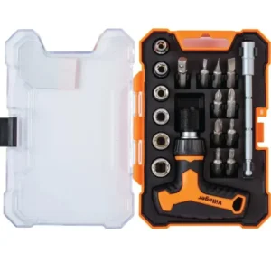 Set capete tubulare si maner tip T, 18 elemente, Villager VL059883