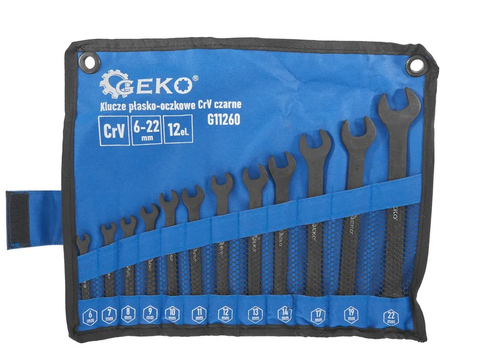 Set chei combinate, 6-22 mm, 12 elemente, negru, Geko G11260