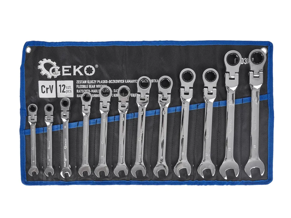 Set chei combinate cu clichet, 8-19 mm, 12 elemente, Geko G10337