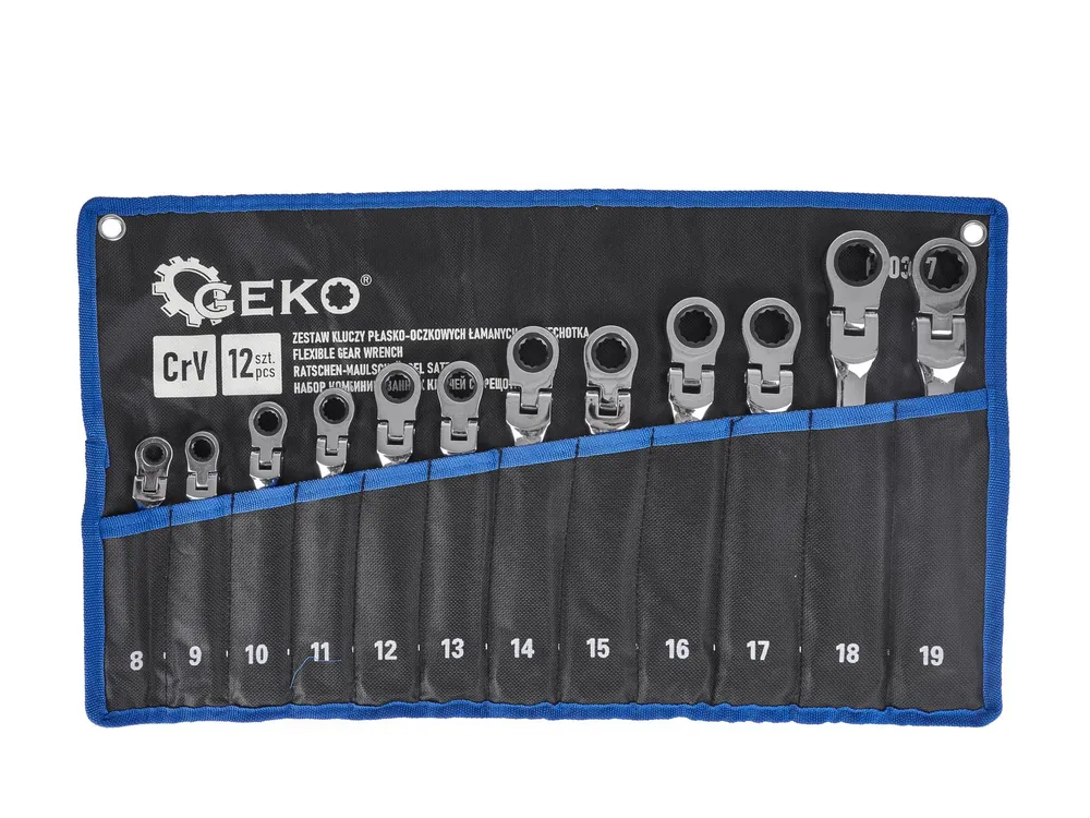 Set chei combinate cu clichet, 8-19 mm, 12 elemente, Geko G10337