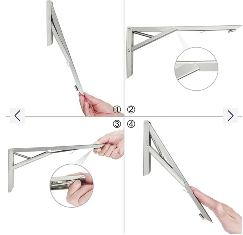 Set 2x console metalice reglabile si pliabile, rabatante pt. polite, rafturi