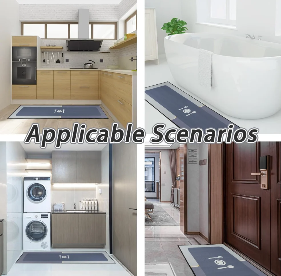 Set 2 Covorașe absorbante cu uscare rapidă, Bleumarin 150x43 cm / 75x43 cm