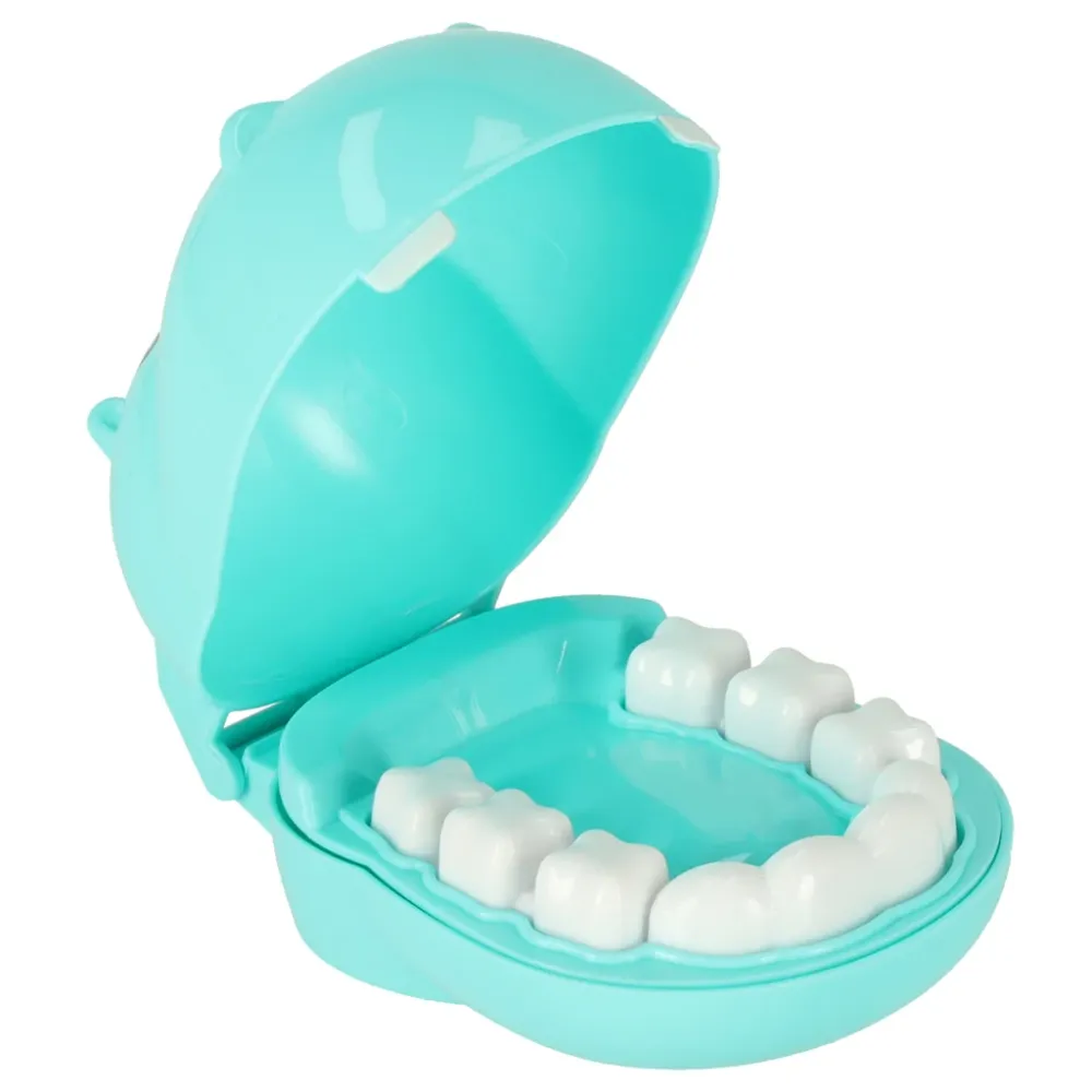 Set dentist pentru copii cu hipopotam si accesorii educative, bleu