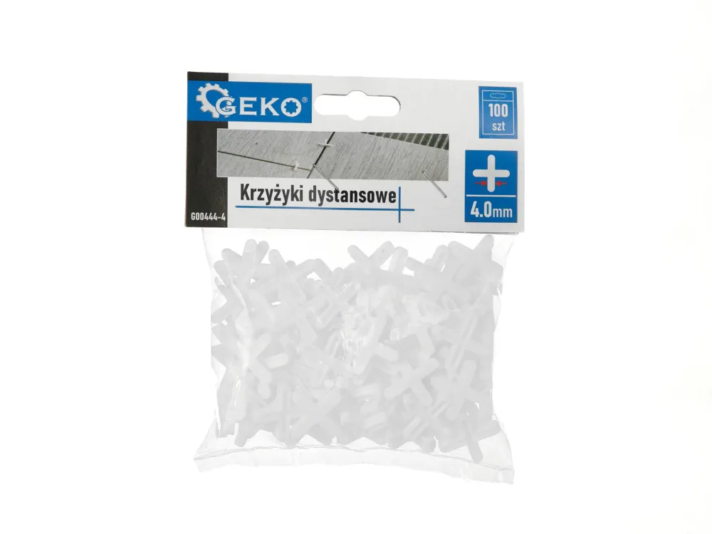 Set distantiere tip cruce pentru gresie si faianta, 4 mm, 100 elemente, Geko G00444-4