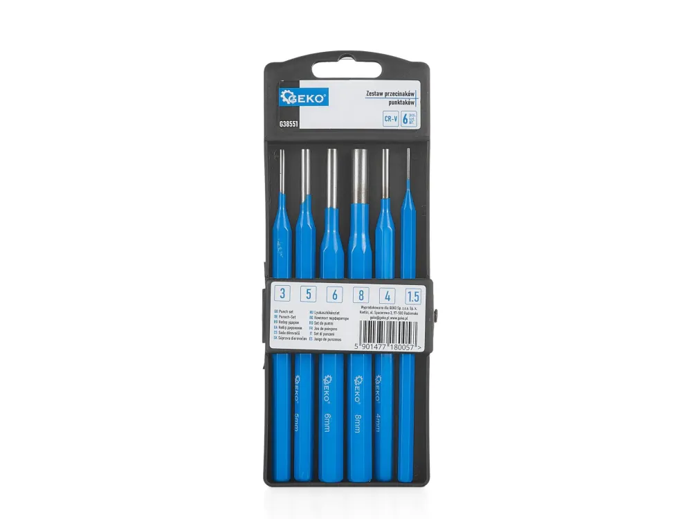 Set dornuri cilindrice, 1.5 - 8 mm, 6 elemente, Geko G38551