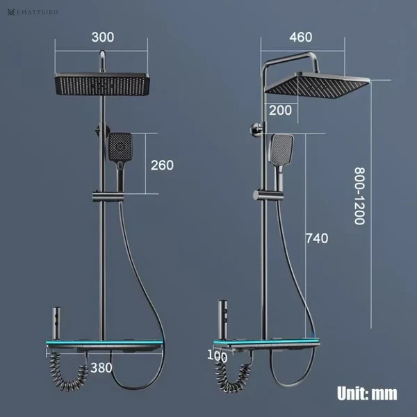Set de dus cu afisaj digital,lumina led ambientala,4 moduri de pulverizare