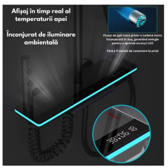 Set de dus cu Iluminare LED si afisaj Digital al Temperaturii
