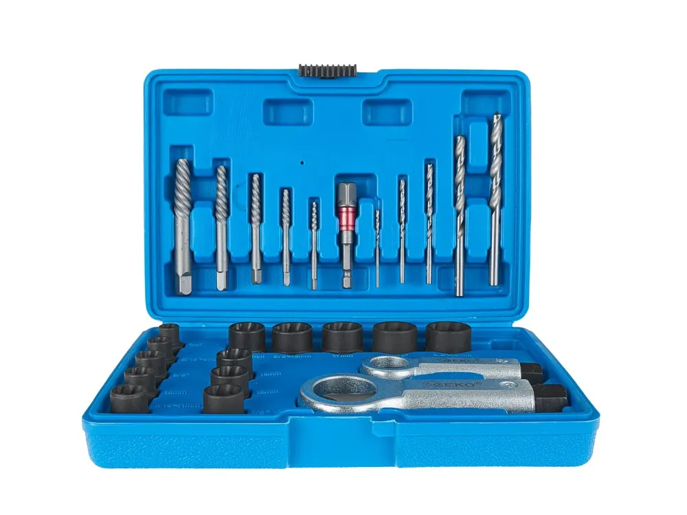 Set extractoare suruburi piulite si stifturi rupte, 26 elemente, Geko G30036
