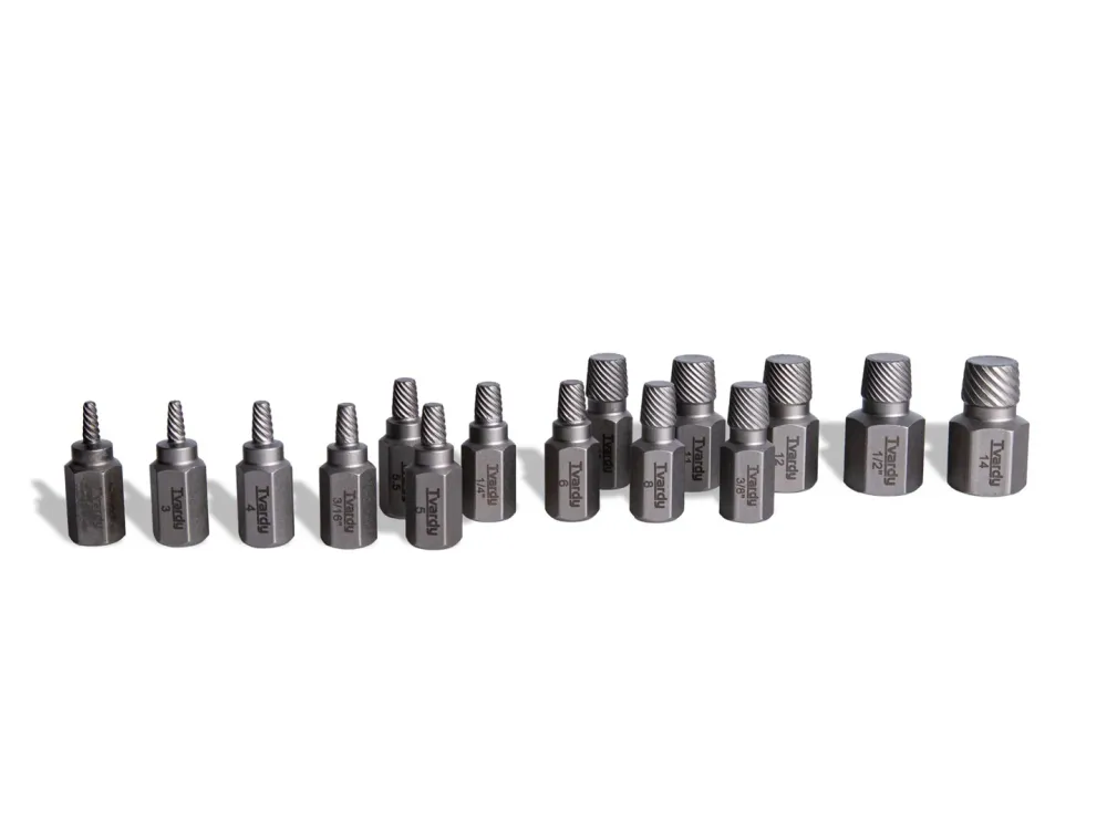 Set extractoare suruburi rupte, Cr-Mo-15 elemente, Tvardy T00065