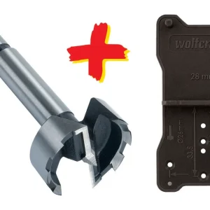 Set freză forstner balamale 35mm + sablon pentru balamale/fitinguri - WOLFCRAFT 8728000