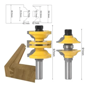 Set 2x freze pentru imbinari usi, profil si contraprofil, rame, coada 12mm
