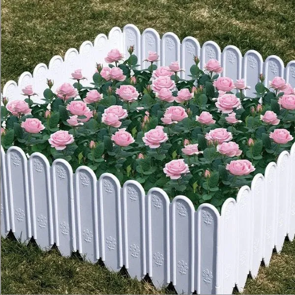 Set 12 garduri decorative pentru gradina, albe, 2.4 M x 22 cm