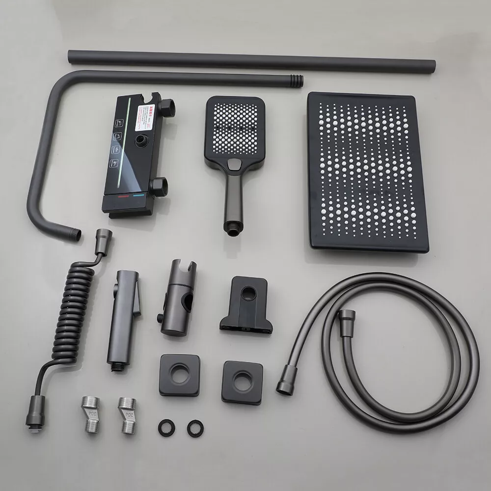 Set de duș inteligent – afișaj LED, control termostatic, 4 moduri de pulverizare, gri