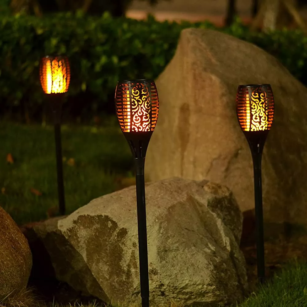 set 2x Lampa solara LED pentru curte sau gradina cu efect de flacara torta