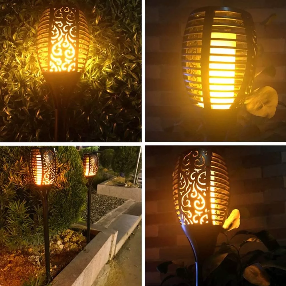 set 2x Lampa solara LED pentru curte sau gradina cu efect de flacara torta