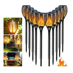 Set 10 x Lampa solara tip torta cu efect flacara