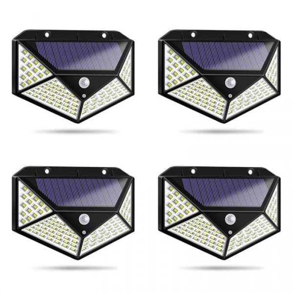 Set 4 lampi 100 LED, 3 moduri de functionare, incarcare solara si senzor de miscare