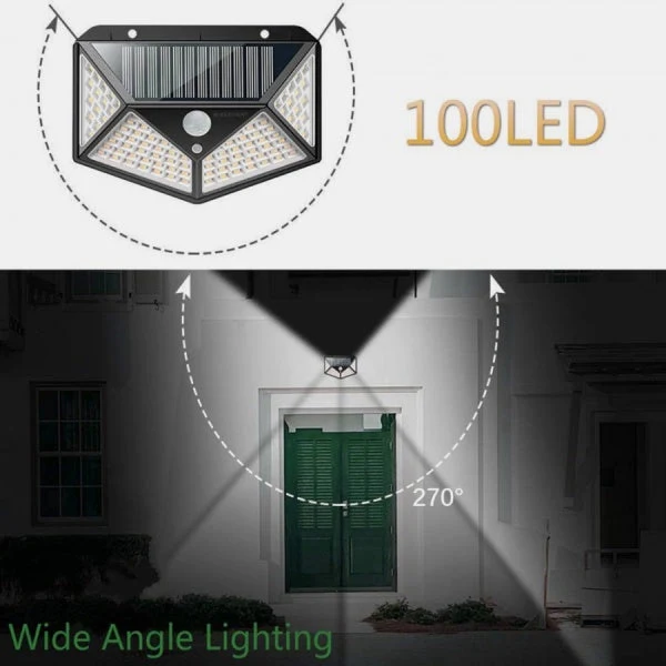 Set 4 lampi 100 LED, 3 moduri de functionare, incarcare solara si senzor de miscare
