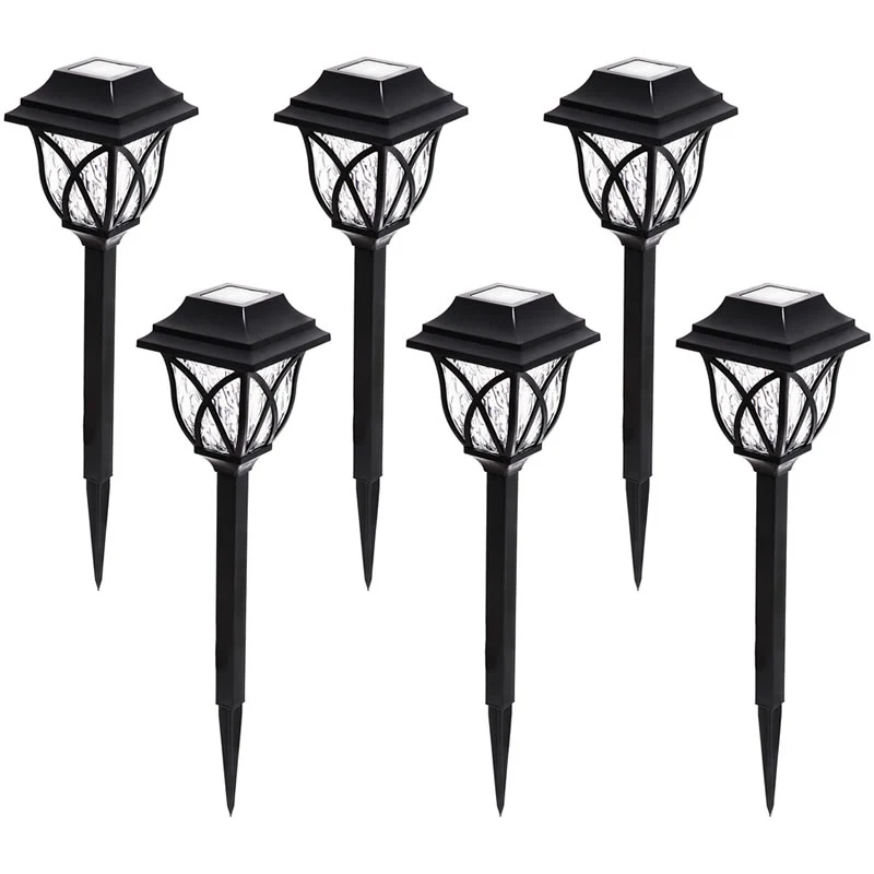 Set 6 lampi solare pentru gradina tip felinar, negru