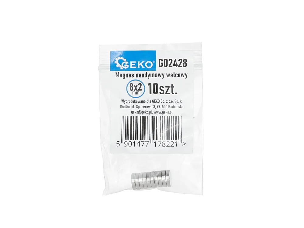 Set magneti cilindrici din neodim, 8 x 2 mm, 10 elemente, Geko G02428