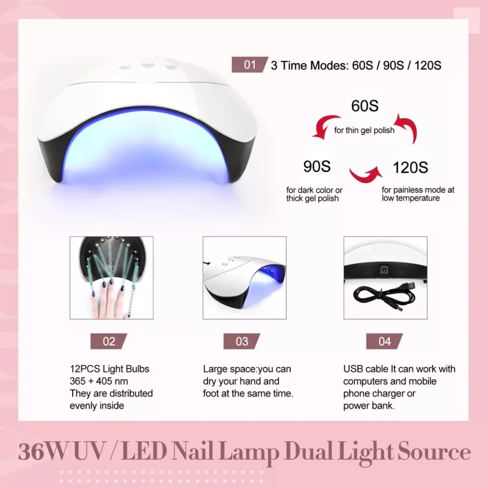 Set manichiură copii cu lampă UV/LED pentru unghii (10+ ani)