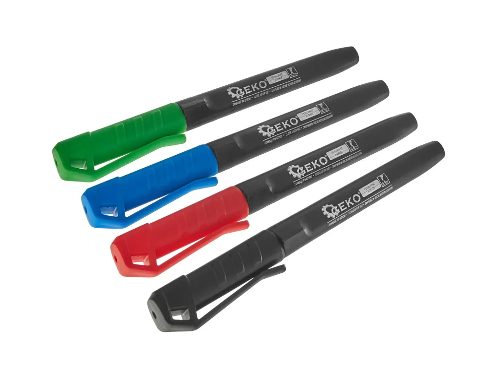 Set 4 markere de constructie colorate, 4 mm, Geko G29022