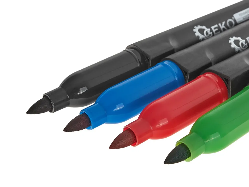 Set 4 markere de constructie colorate, 4 mm, Geko G29022