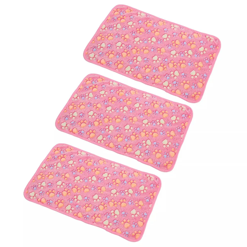 Set 3 paturi animale de companie cu imprimeu de labuțe, Roz