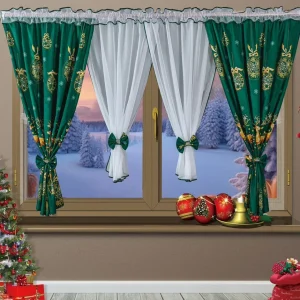 Set Perdea cu draperie, Motive de Craciun DS-170