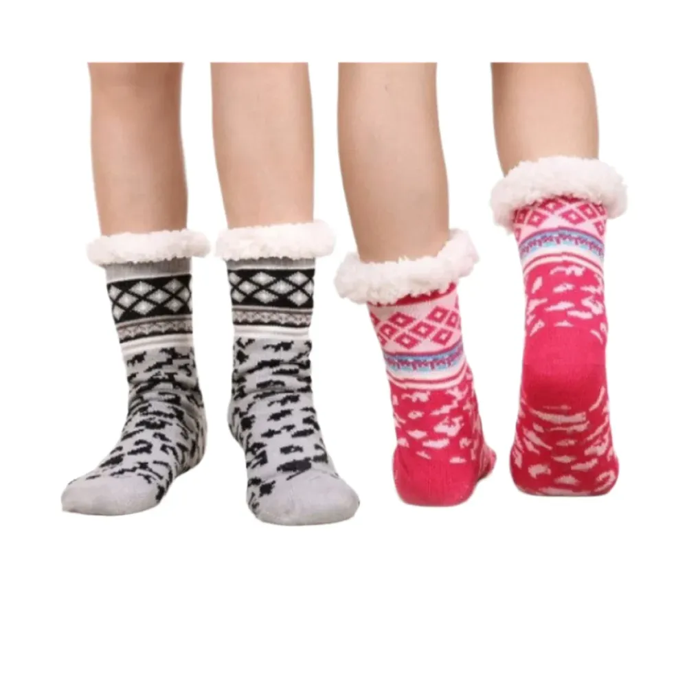 Set 2 perechi ciorapi cu interior imblanit pentru femei Model Winter Season