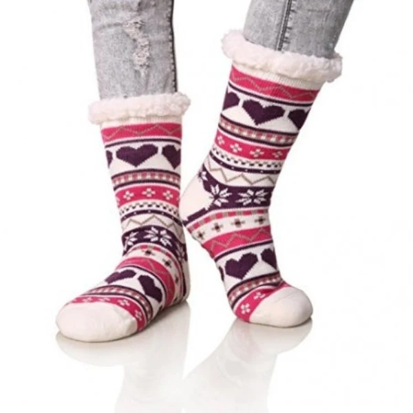 Set 2 perechi ciorapi cu interior imblanit pentru femei Model Winter Season