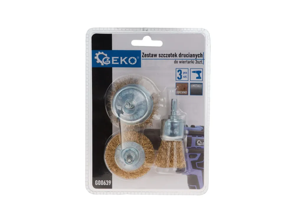 Set perii de sarma pentru bormasina, 3 elemente, Geko G00639