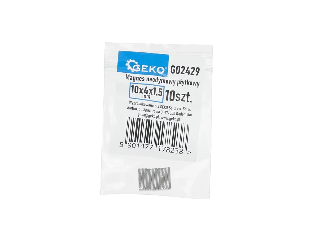 Set placute magnetice neodim, 10x4x1.5mm, 10 elemente, Geko G02429