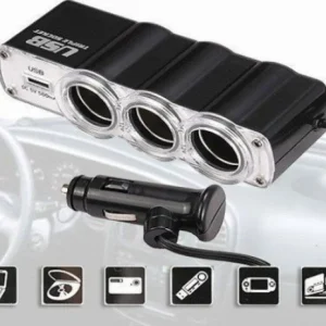set 2 x Priza auto cu USB, 3 iesiri tip bricheta
