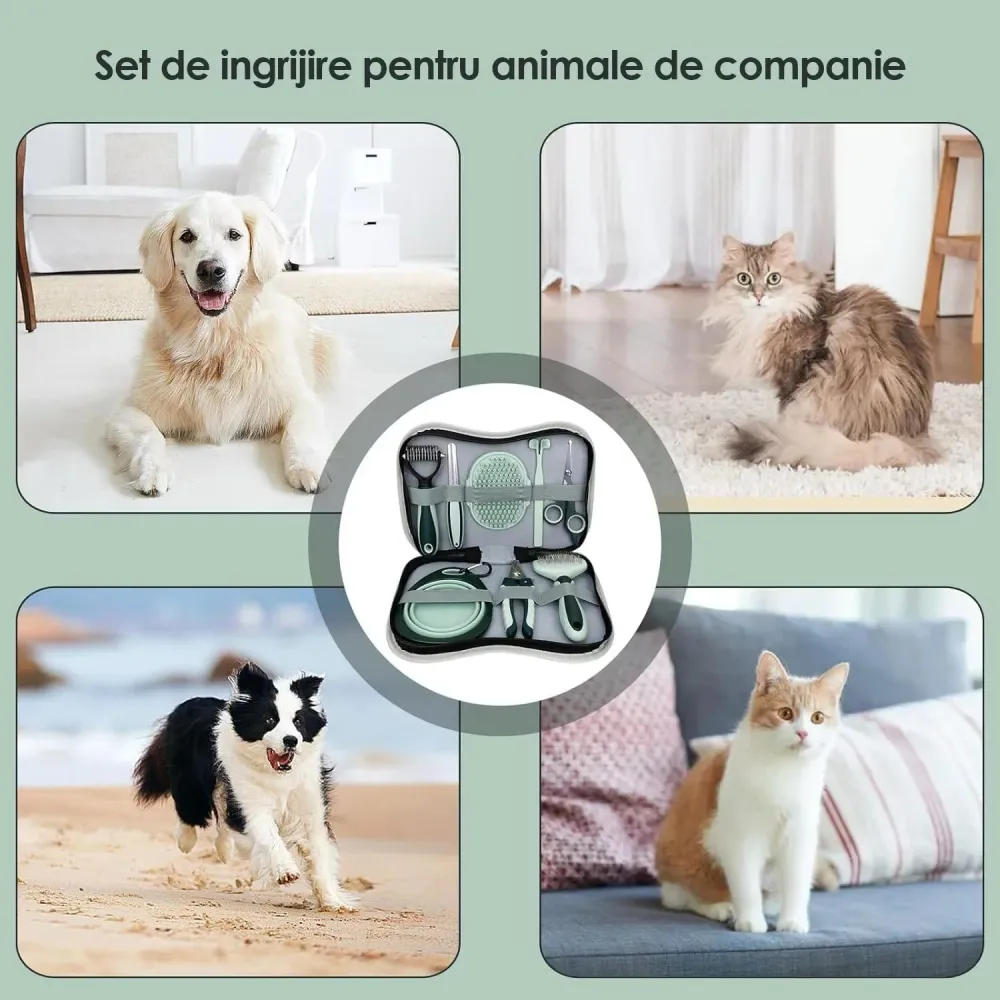 Set Profesional 8-în-1 pentru ingrijirea Cainilor si Pisicilor