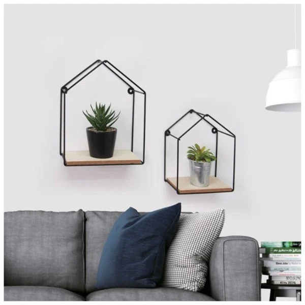 Set 2 rafturi decorative model casuta