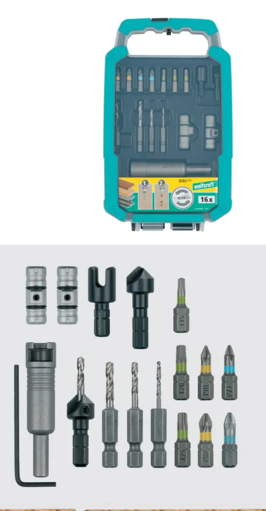 Set rapid de gaurire si insurubare cu doua capete, FLIPBIT complet WOLFCRAFT 3086000