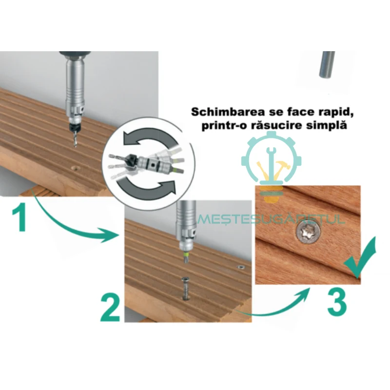 Set rapid de gaurire si insurubare cu doua capete, FLIPBIT complet WOLFCRAFT 3086000