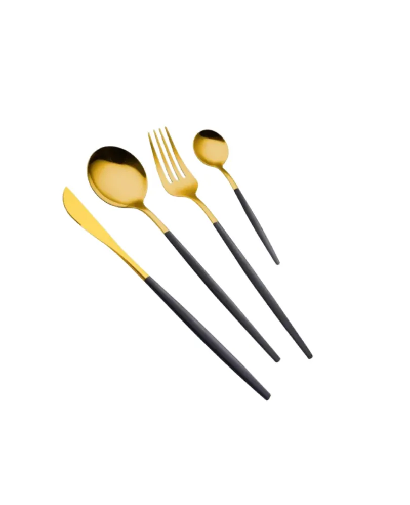 Set de tacamuri portugheze 24 de piese, auriu si negru mat