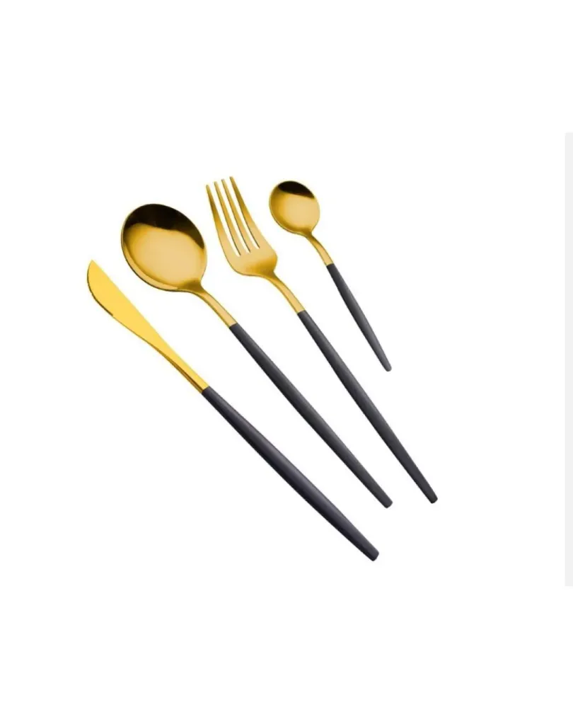 Set de tacamuri portugheze 24 de piese, auriu si negru mat