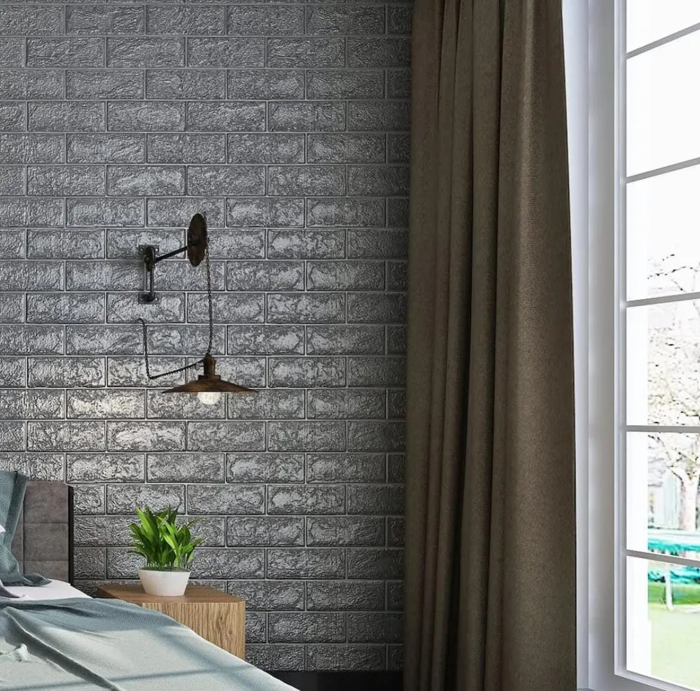 Set 5 x Tapet adeziv gri, 77 x 70 cm, spuma moale 3D