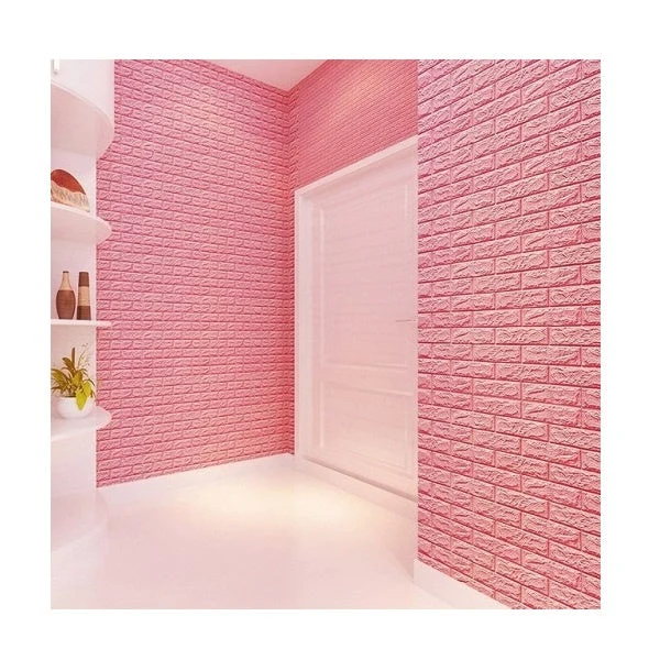 Set 10 x Tapet autoadeziv 3D, 77 x 70 cm caramizi roz