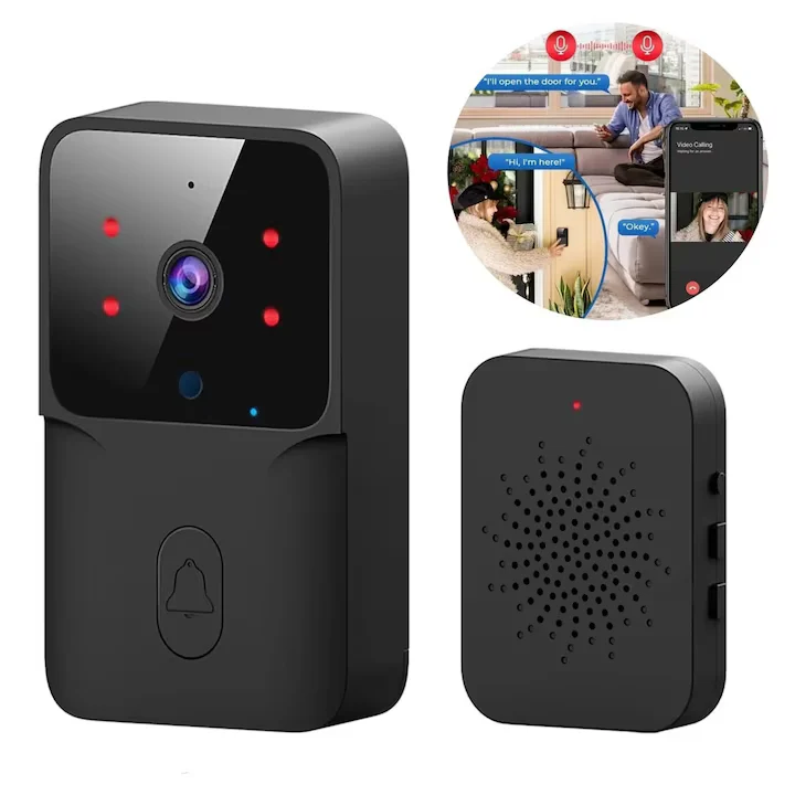 Sonerie video cu camera Wireless 720P, microfon bidirectional, alerta vizuala, WiFi