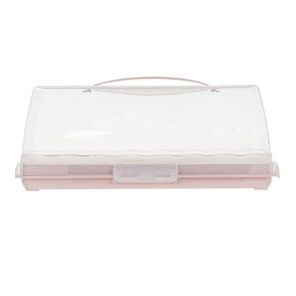 Suport din plastic dreptunghiular pentru chec/cozonac 35.5x15x14cm