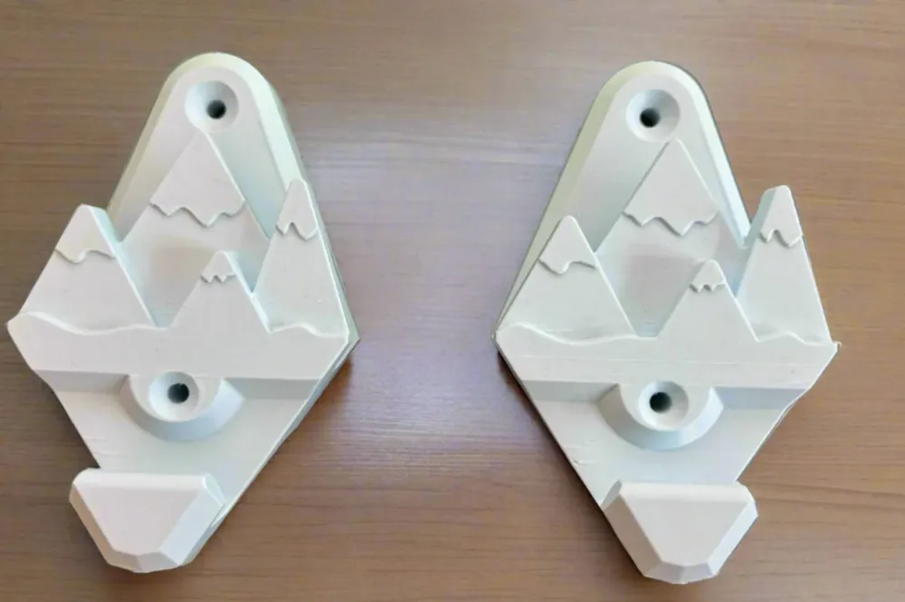 Suport de Perete Snowboard, forma de munte, Alb, Set de 2