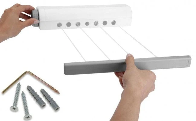 Suport de rufe cu sfoara retractabila, 4 sfori, 3 Metri