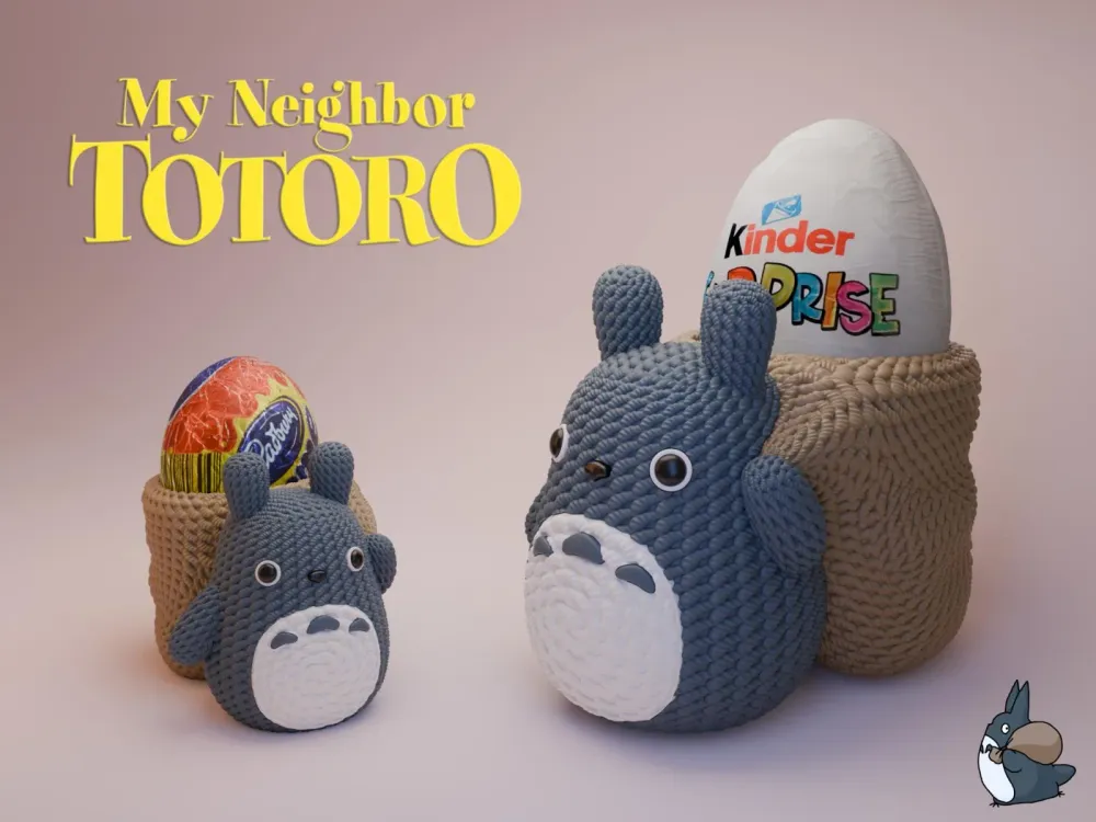 Suport ouă Totoro croșetat - Imprimat 3D