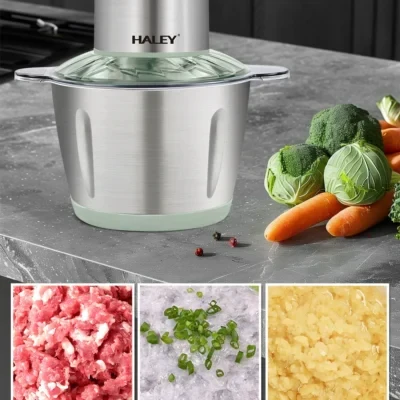 Tocător de alimente Haley HY-1238 – Putere de 500W și vas de 3L din inox pentru tocare eficientă