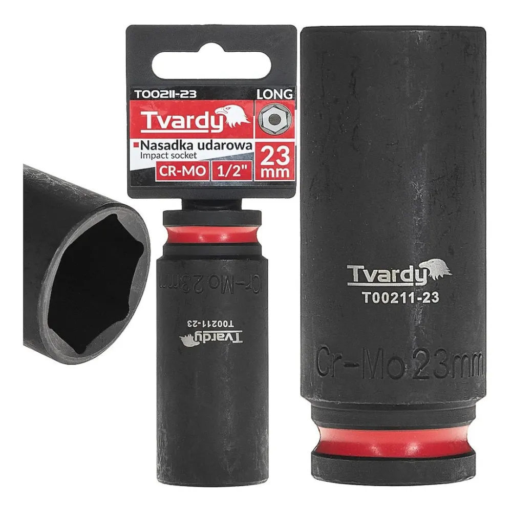 Tubulara lunga de impact 6 puncte 1 / 2", 23 mm, Cr-Mo, Tvardy T00211-23